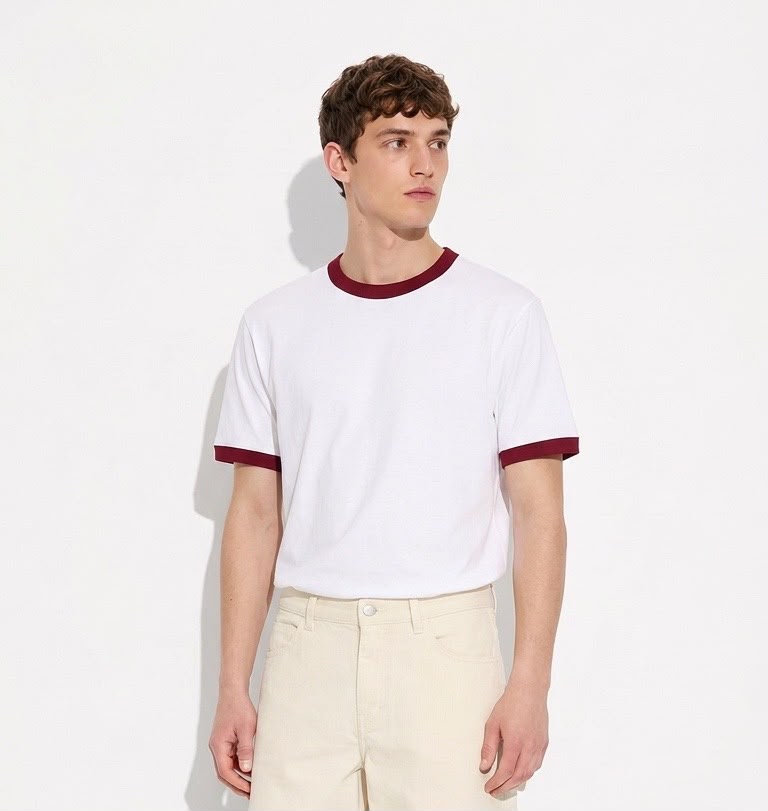 CRYVIAN Bordo Detaylı Relaxed Fit Basic Tişört