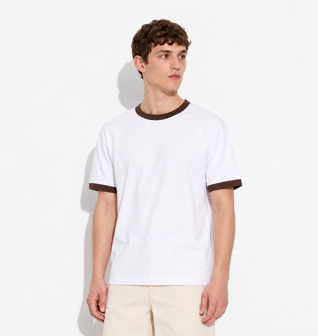 CRYVIAN Kahverengi Detaylı Relaxed Fit Basic Tişört