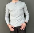 Giesto Gri Yakası Düğmeli Modal Kumaş Sweatshirt