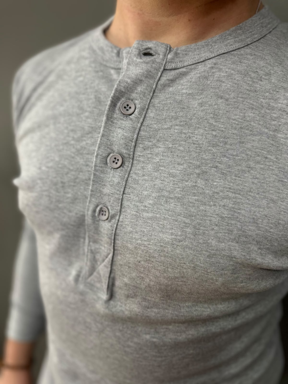 Giesto Gri Yakası Düğmeli Modal Kumaş Sweatshirt