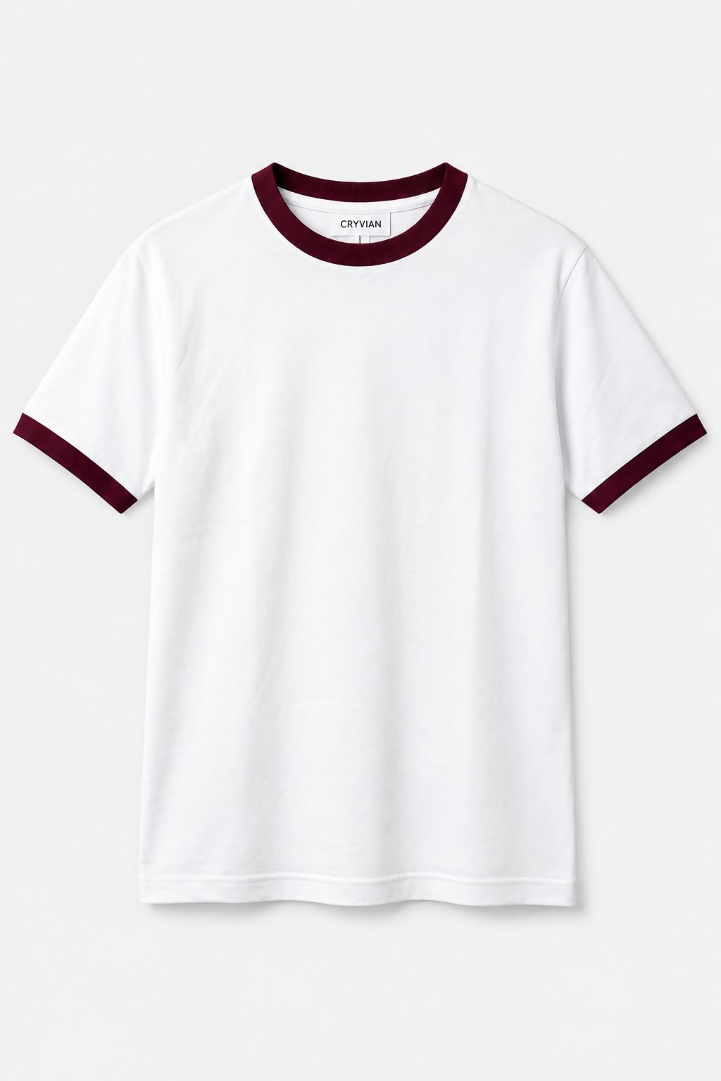 CRYVIAN Bordo Detaylı Relaxed Fit Basic Tişört