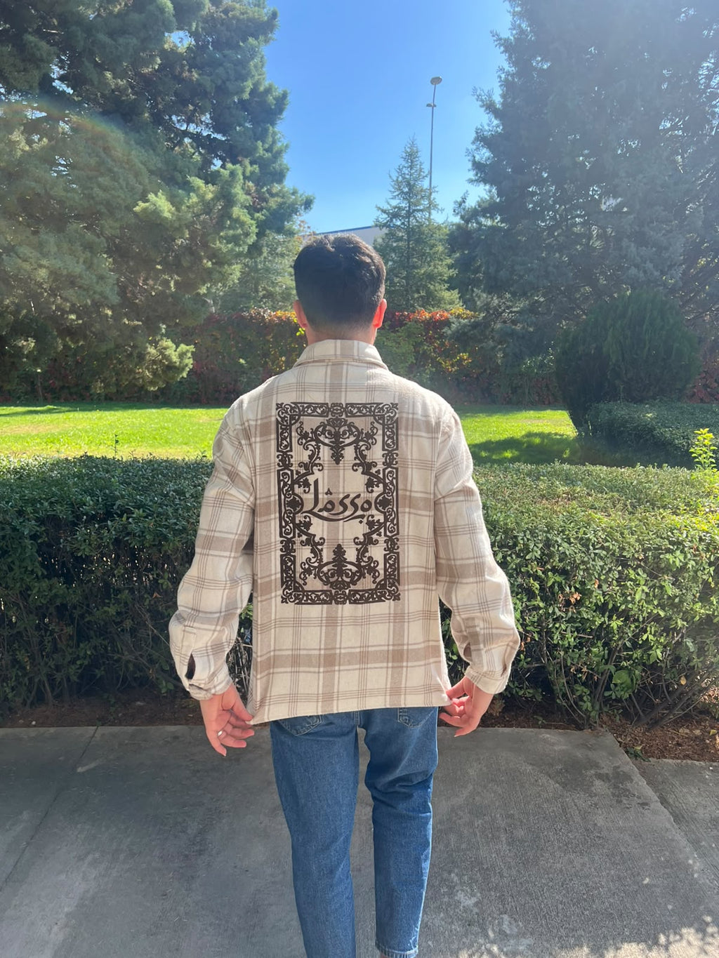 Krem LS Baskı Detaylı Oversize Gömlek