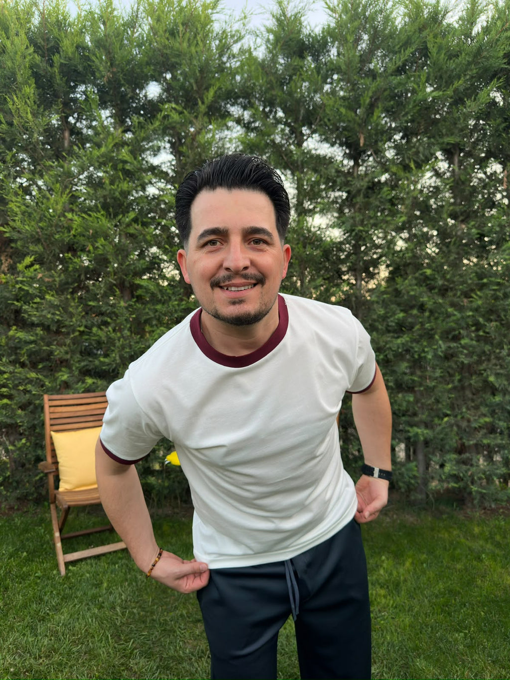 CRYVIAN Bordo Detaylı Relaxed Fit Basic Tişört