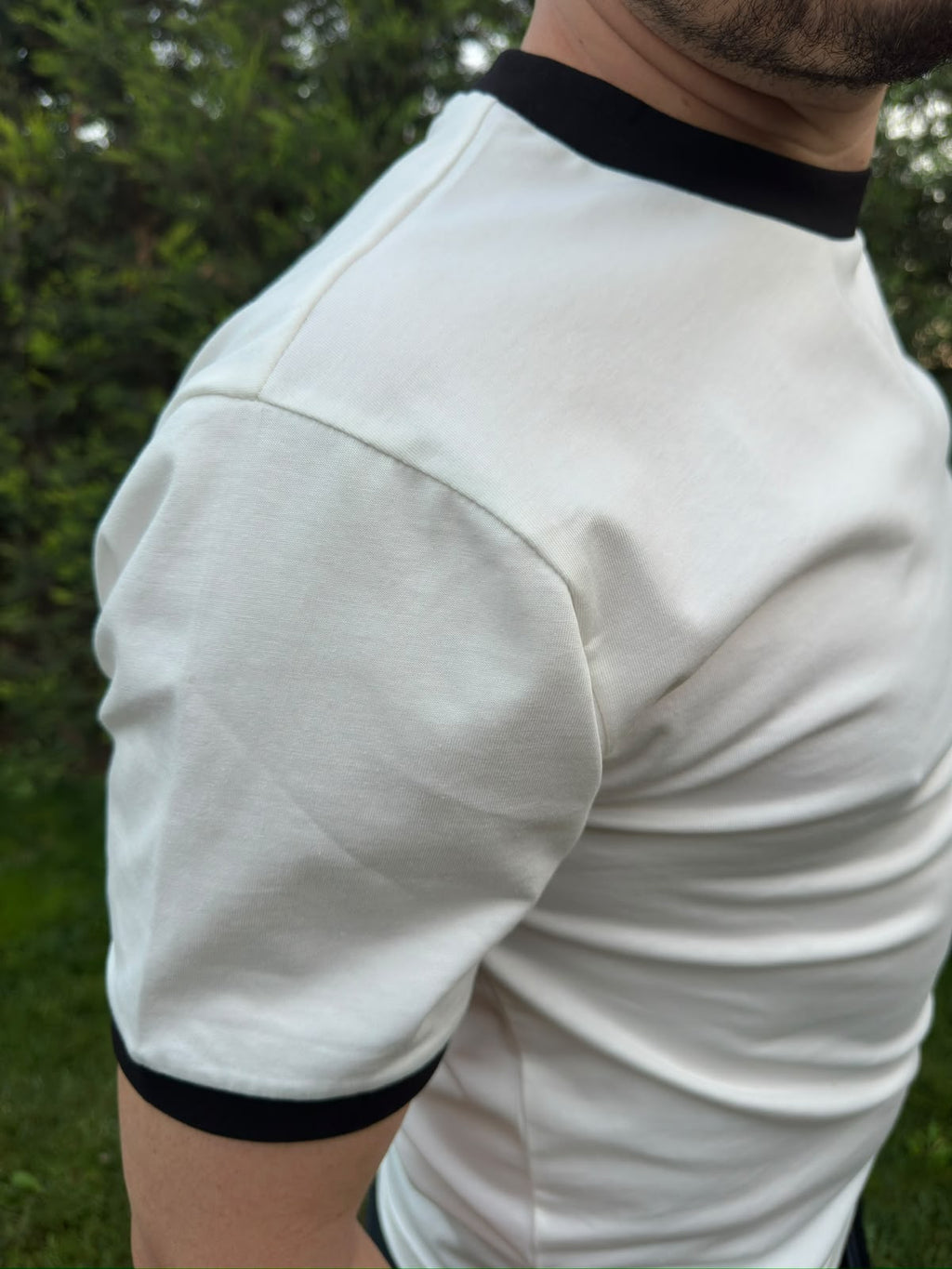 CRYVIAN Siyah Detaylı Relaxed Fit Basic Tişört